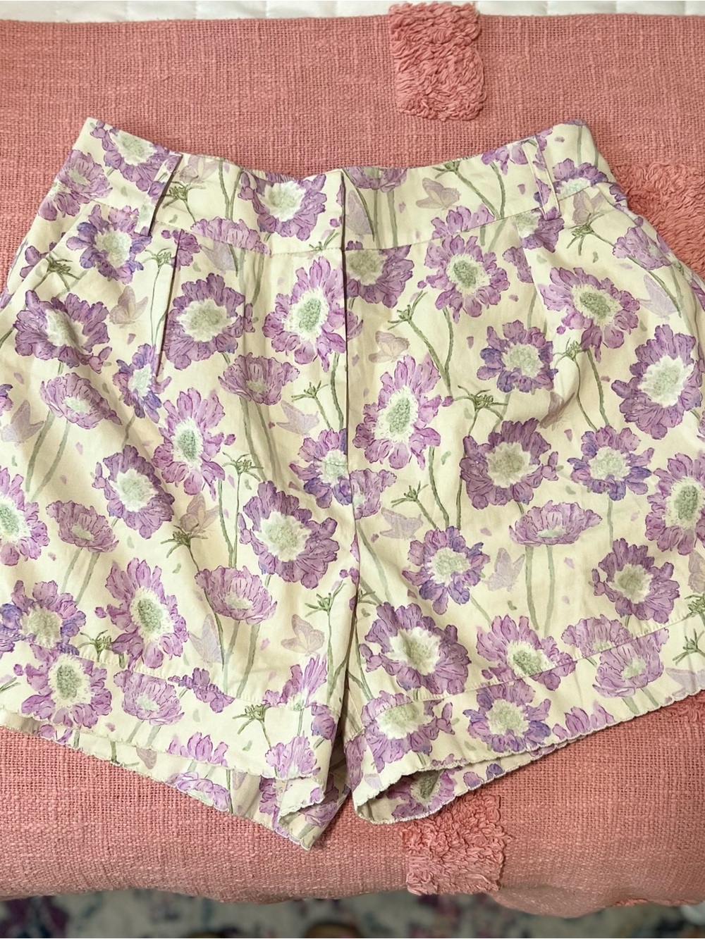 Entro Floral Lavender Print High-Waist Women’s Shorts~Medium 🌷